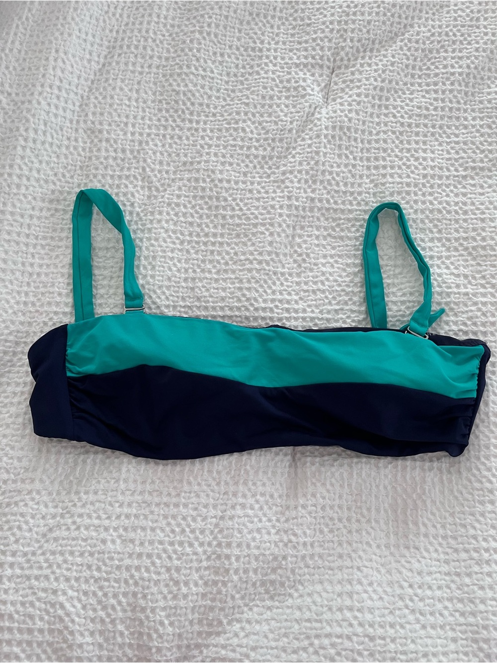 Athleta Navy Swim Top with Teal Halter Strap